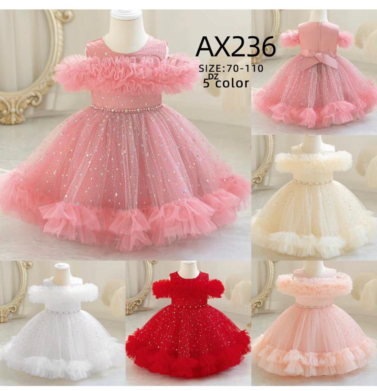 AX236 Girls Sparkle Tulle Party Dress in 5 colors