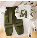 TXBB100651 Kids Sports Tracksuit Set White and Army Green