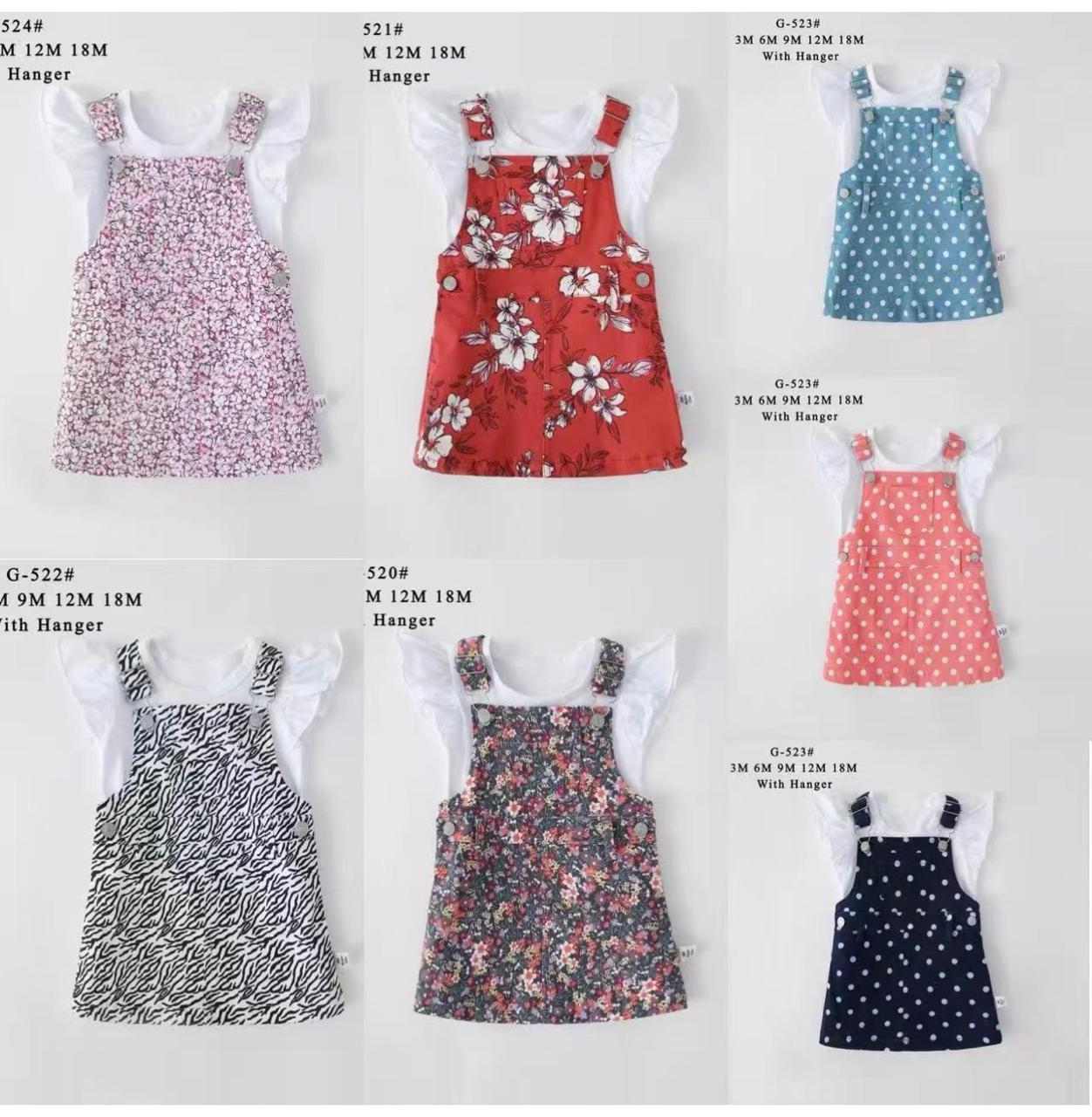 Baby Girls Pinafore Dress Set styles 520 521 524 G-522 G-523