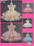 Girls Princess Tutu Ball Gown Dress with Rhinestone Belt in Cream Pink White and Blue
