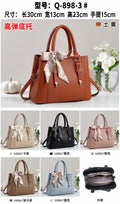 Model Q-898-3 Lychee Grain Tote Bag with Silk Scarf in multiple colors