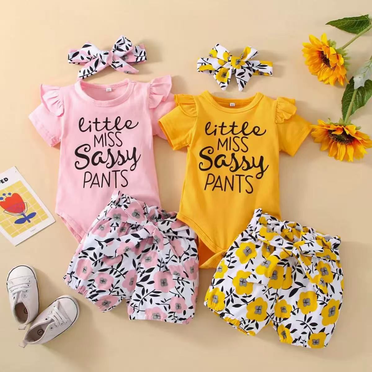 Girls patterned shorts and a tee